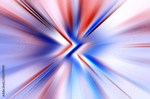 Abstract radial zoom blur surface in in blue and red tones. Spectacular bright background with radial, radiating, converging lines.