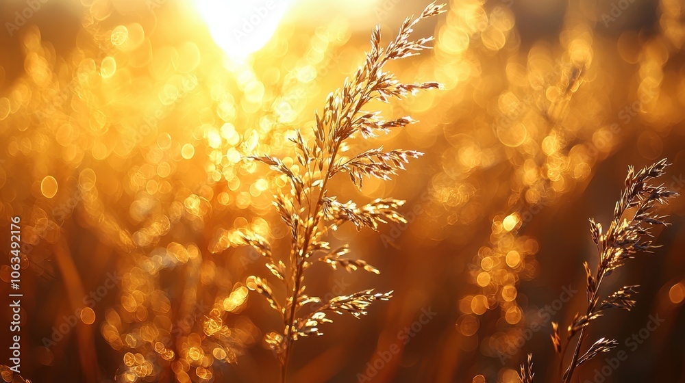 Golden Hour Grass Blades with Bokeh Background Nature Photography Golden Hour Grass Blades with Bokeh Background Nature Photography