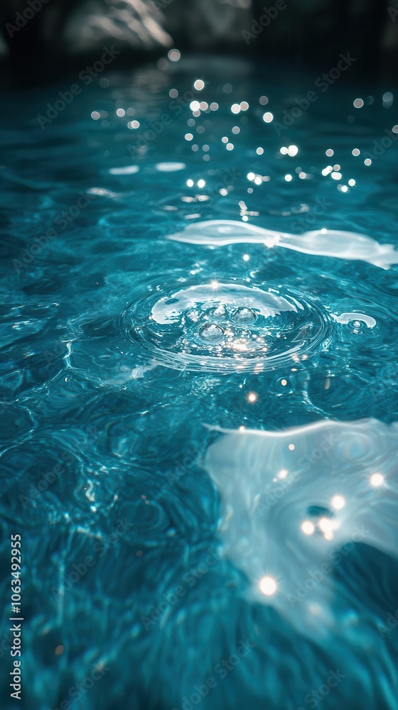 clear blue water surface with gentle ripples splashes and bubbles reflecting sunlight creating a serene and refreshing summer feel the abstract background invites relaxation and contemplation clear blue water surface with gentle ripples splashes and bubbles reflecting sunlight creating a serene and refreshing summer feel the abstract background invites relaxation and contemplation