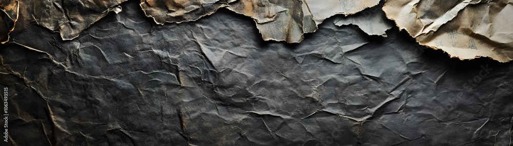 Crumpled Black and Brown Paper with Torn Edges Crumpled Black and Brown Paper with Torn Edges