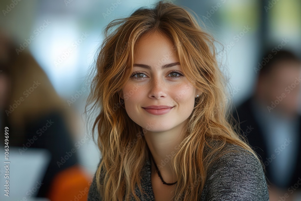 Fototapeta premium energetic businesswoman engaged in a lively discussion with colleagues showcasing collaboration and teamwork in a bright office setting exuding enthusiasm and professionalism