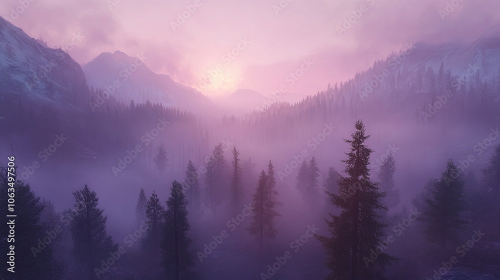 Obraz premium Foggy Mountain Landscape