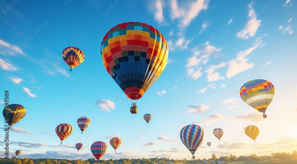 Fototapeta premium close up of hot air balloon in the air, hot air balloons in the air