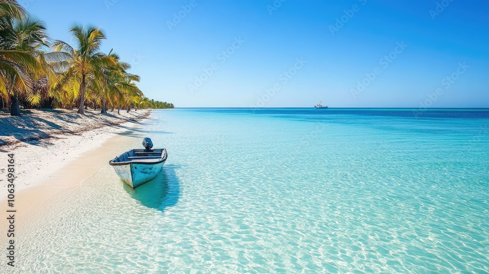 Tranquil Beach Scene with Clear Blue Waters Tranquil Beach Scene with Clear Blue Waters