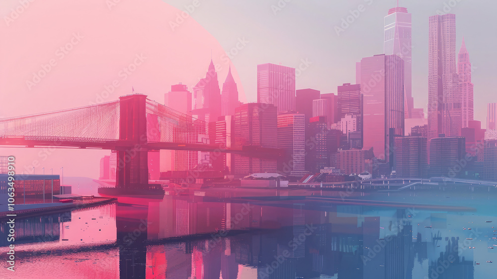 Futuristic Urban Landscape with Pastel Colors and Clean Lines