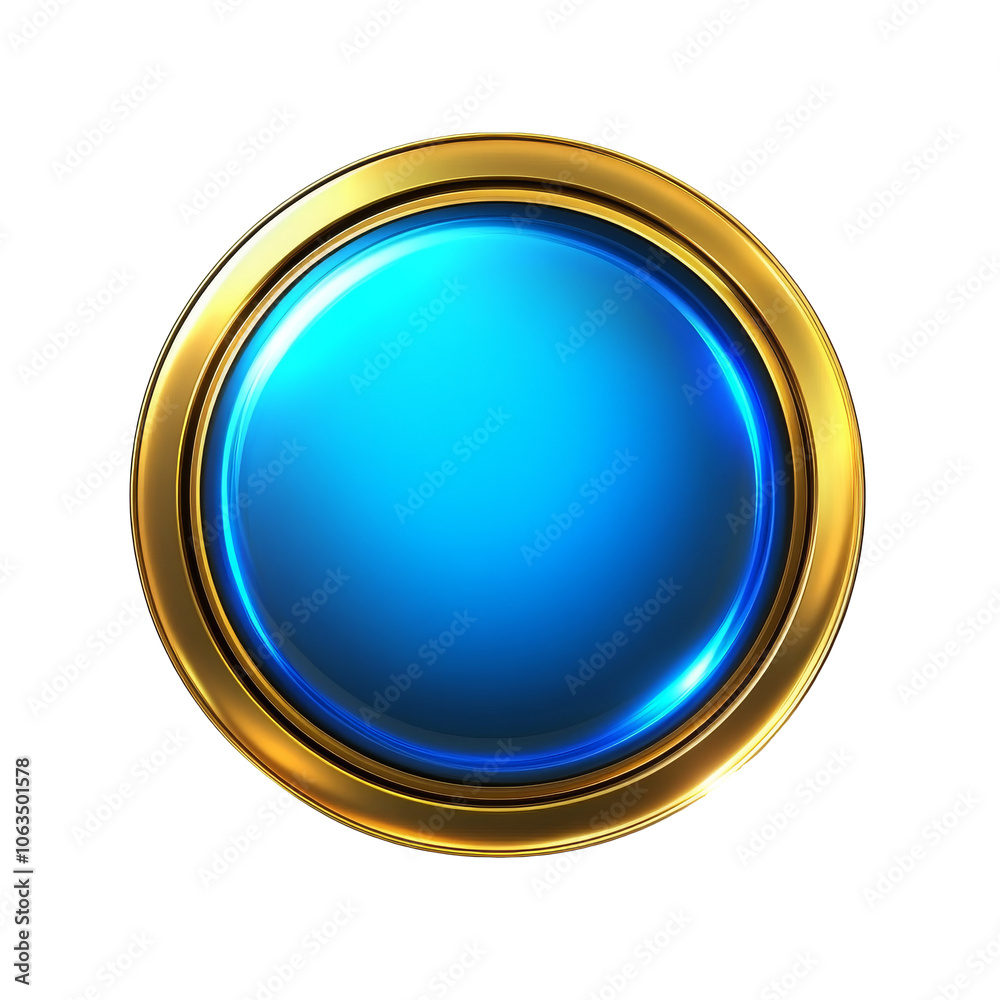 Shiny blue button with a gold border design transparent Shiny blue button with a gold border design transparent