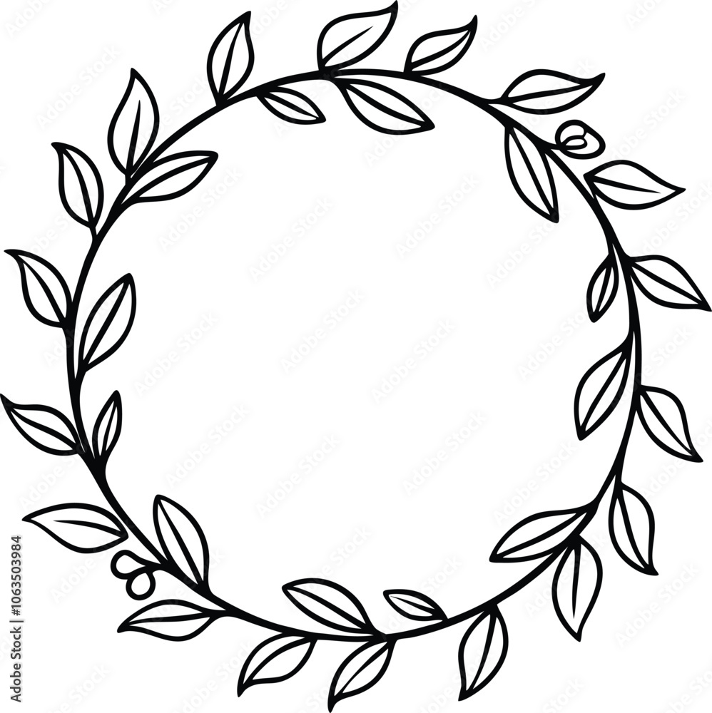 lineart minimalist floral hand drawn frame with leaf and simple floral border lineart minimalist floral hand drawn frame with leaf and simple floral border