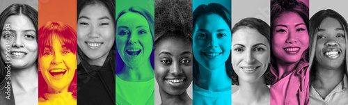 Photos Expressive women's portraits in mix of trendy color duotone and monochrome, adding modern appeal