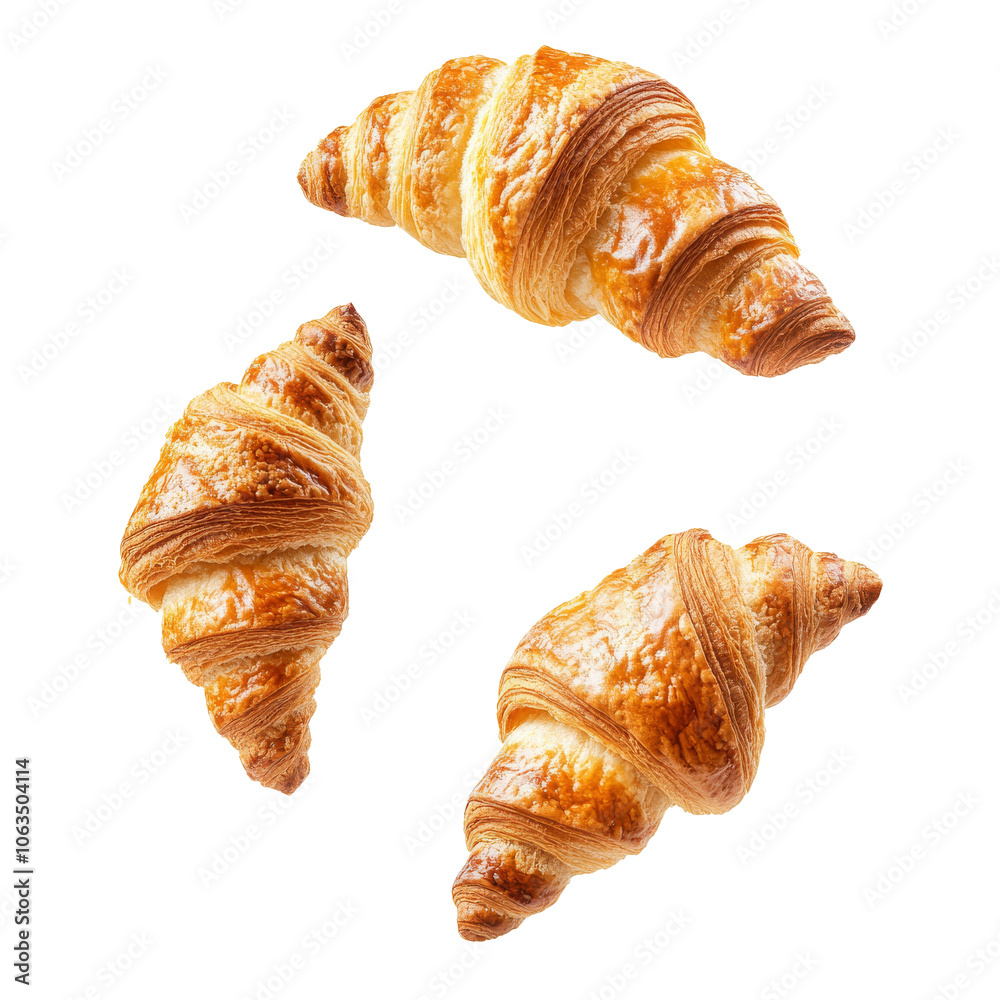 Freshly baked croissants arranged on a light background, transparent Freshly baked croissants arranged on a light background, transparent