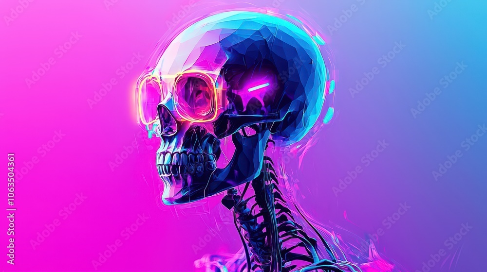 Neon Skull Sunglasses Digital Art Neon Skull Sunglasses Digital Art