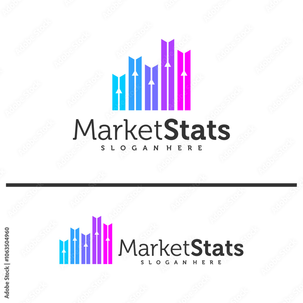 Chart stats logo template. Market success vector design. Growth graph illustration Chart stats logo template. Market success vector design. Growth graph illustration