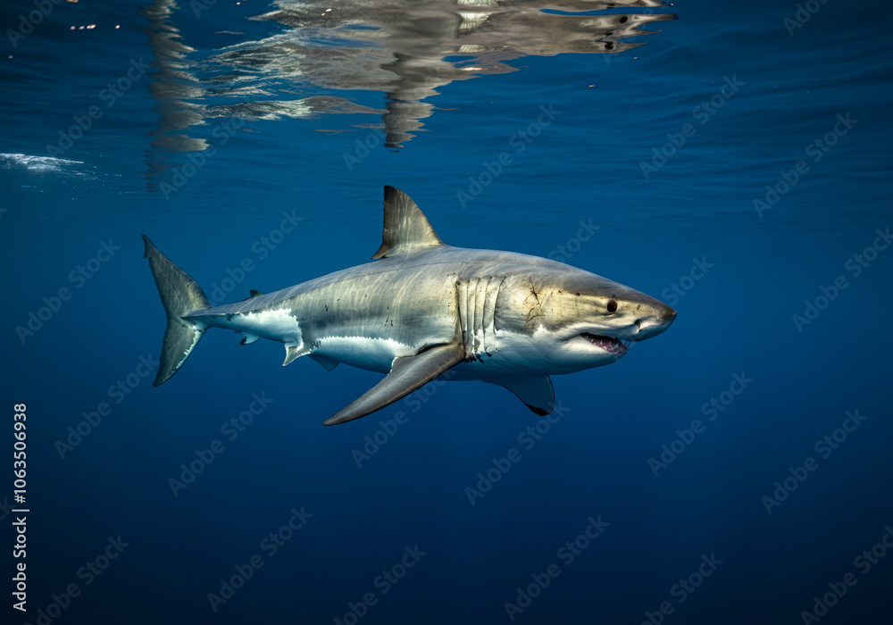 Fototapeta premium Great white sharks are one of the largest predatory fish in the world, underwater