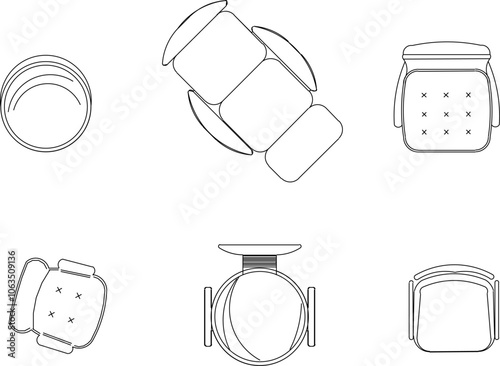 Vector sketch illustration silhouette design of workroom interior table chair furniture 