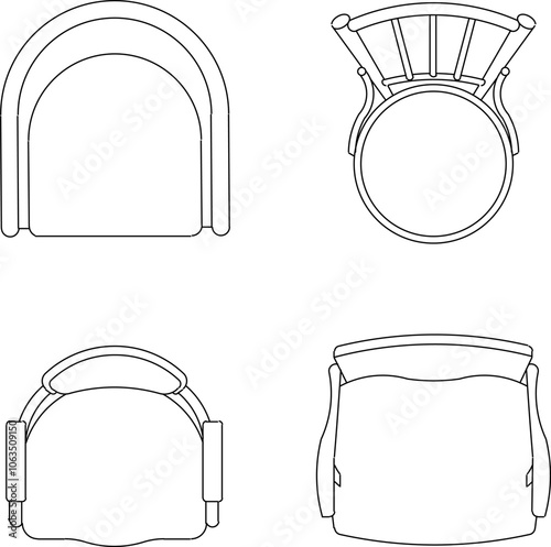 Vector sketch illustration silhouette design of workroom interior table chair furniture