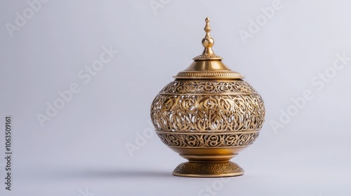 Ornate Golden Jar with Intricate Design