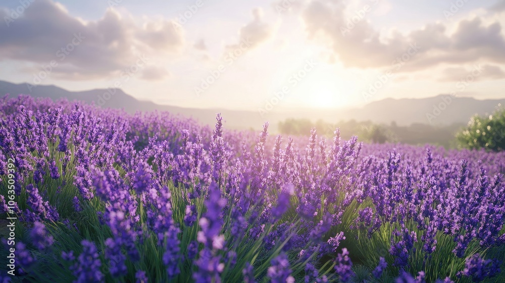 Lush lavender field with vibrant purple blooms under a bright sky, creating a refreshing, cool landscape perfect for showcasing the beauty of a tranquil countryside. Lush lavender field with vibrant purple blooms under a bright sky, creating a refreshing, cool landscape perfect for showcasing the beauty of a tranquil countryside.