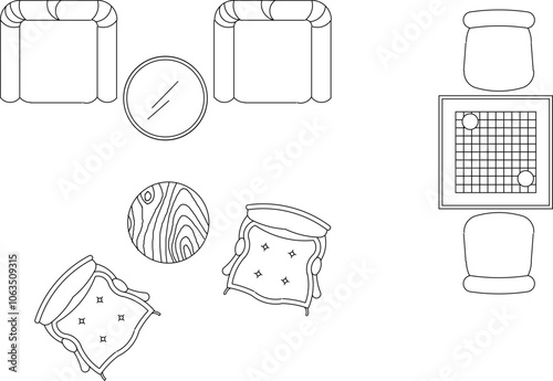 Vector sketch illustration silhouette design of dining room interior table chair furniture