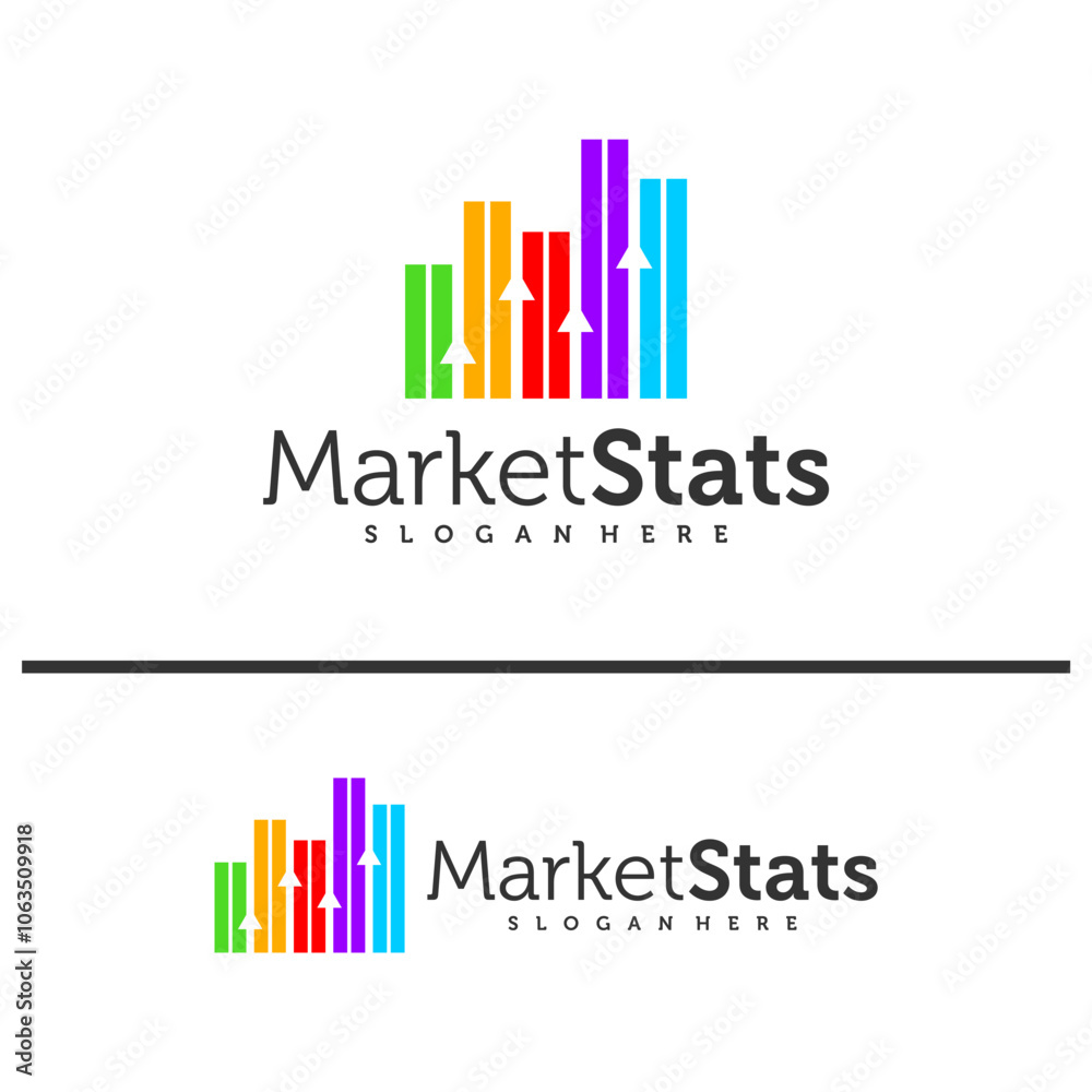 Chart stats logo template. Market success vector design. Growth graph illustration Chart stats logo template. Market success vector design. Growth graph illustration