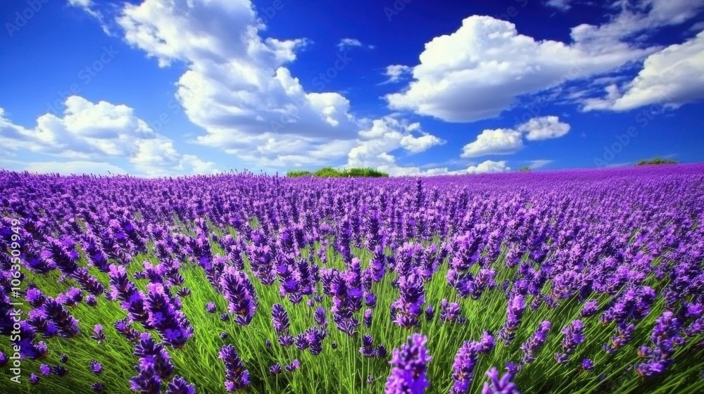 Vibrant lavender field under a perfect sky, the deep purple hues contrasting beautifully with the bright blue above, capturing the essence of a cool, refreshing day. Vibrant lavender field under a perfect sky, the deep purple hues contrasting beautifully with the bright blue above, capturing the essence of a cool, refreshing day.