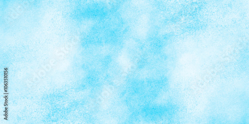 Grunge tint light blue watercolor abstract background, Aquarelle paint paper textured, blue sky with clouds,  Sky Nature Landscape Background, sky background with white fluffy clouds.