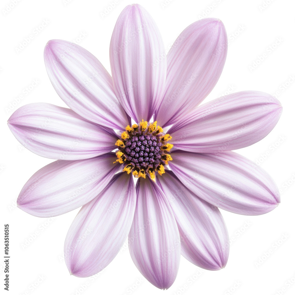 Delicate purple flower with unique petal design, cut out transparent Delicate purple flower with unique petal design, cut out transparent