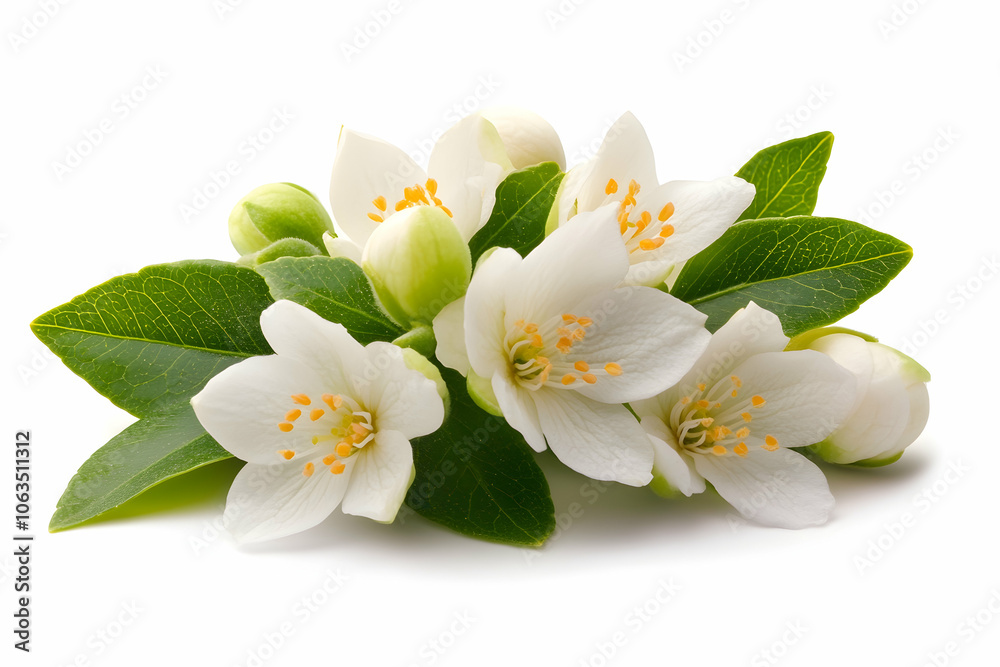 Obraz premium Closeup of White Jasmine Flowers, bloom, blossom, white flower, fragrance, floral