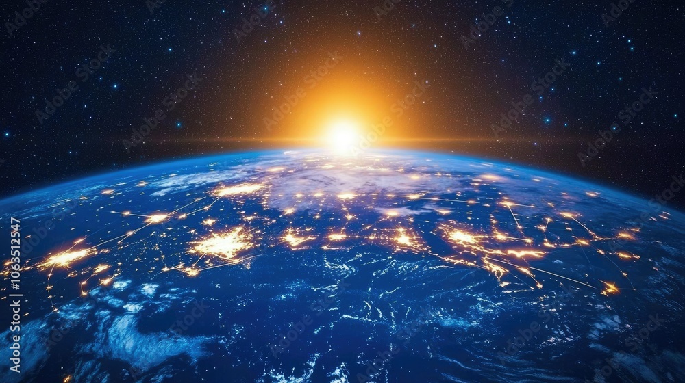 Obraz premium Stunning Earth Sunrise from Space View