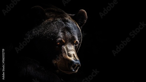 Portrait of a grizzly bear intensely gazing at the camera, its penetrating eyes evoke a feeling of imminent danger. A captivating grizzly bear image with ample copy space.