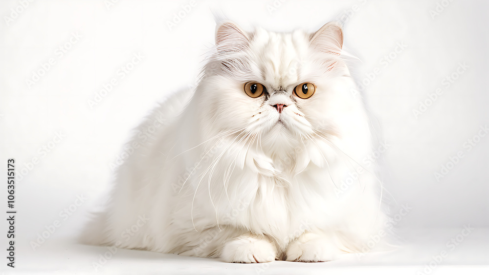 Poised white Persian cat isolated on white background Poised white Persian cat isolated on white background