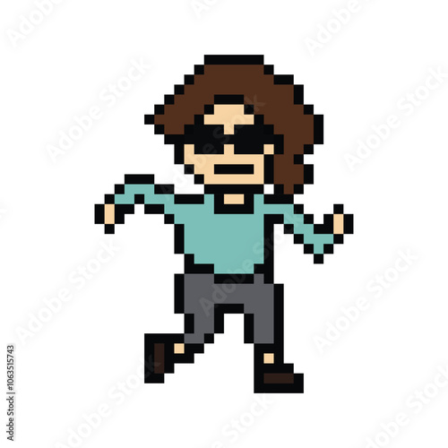 Cute cartoon run exercise pixel cartoon 8bit character woman lady run or running jog cardio lifestyle for decoration life style 8 bit female jog marathon exercise png vector.