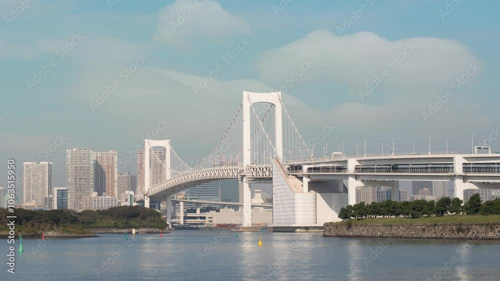 Tokyo Japan time lapse city skyline cityscape at Odaiba Rainbow Bridge Tokyo Japan time lapse city skyline cityscape at Odaiba Rainbow Bridge