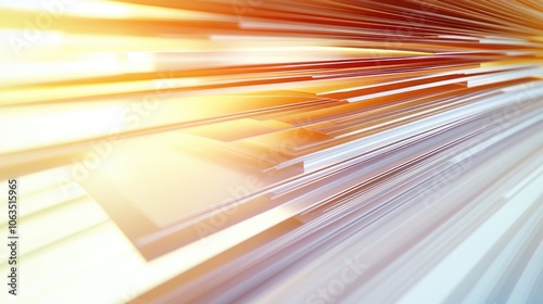Stack of light inserts in printing production, illustrating the pre-document production explosion effect with ample copy space for text placement.