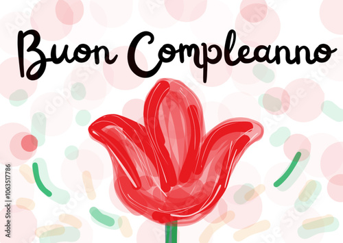 Postcard Cartolina Buon Compleanno Fiore Tulipano