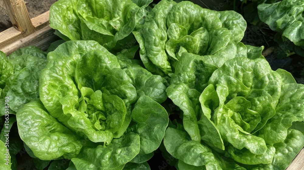 Fresh Green Lettuce in a Garden Setting Fresh Green Lettuce in a Garden Setting
