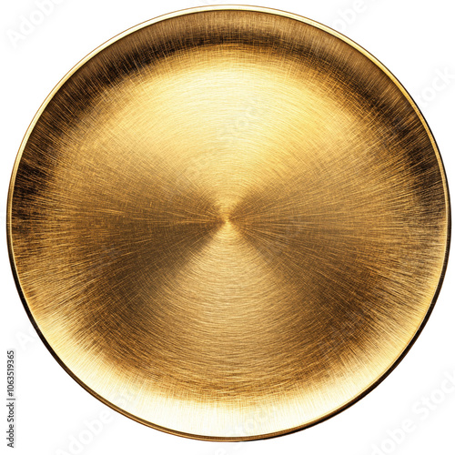 Elegant gold serving platter with brushed finish, cut out transparent