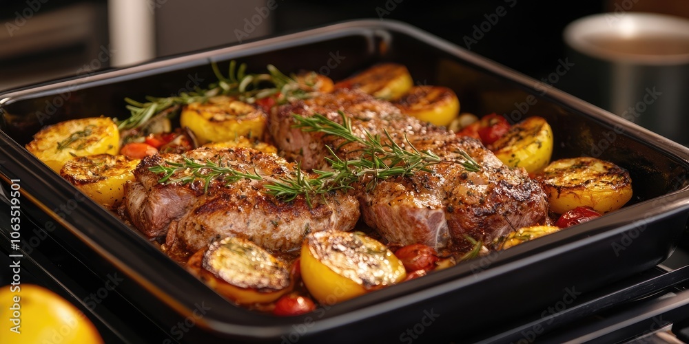 Tasty Meat Prepared in the Oven Authentic Culinary Theme Banner Tasty Meat Prepared in the Oven Authentic Culinary Theme Banner