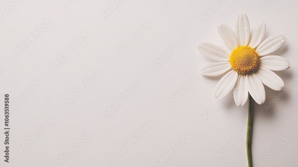 Obraz premium Daisy flower displayed in isolation on a white background, highlighting the delicate beauty of the daisy flower with ample copy space for creativity and design.