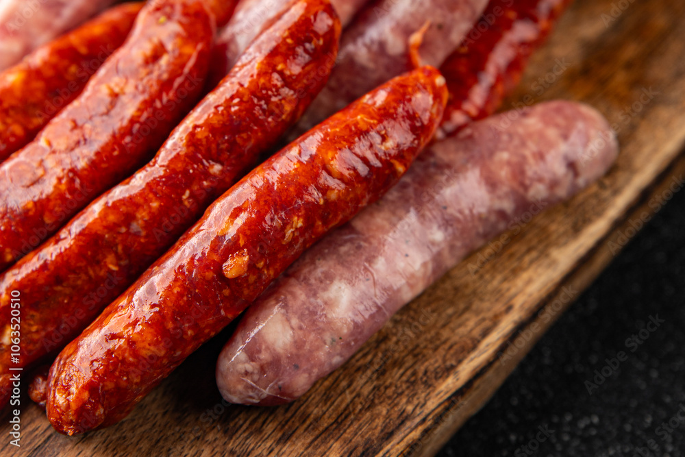 sausage raw meat beef, pork, chicken, lamb, dish fresh gourmet food background on the table rustic food top view copy space sausage raw meat beef, pork, chicken, lamb, dish fresh gourmet food background on the table rustic food top view copy space
