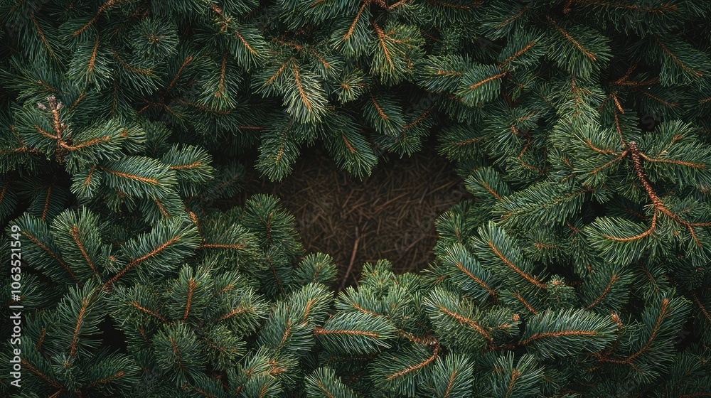 Pine branches arranged to form a natural frame, ideal for adding a touch of nature in designs. The photo captures the beauty of pine branches with ample copy space. Pine branches arranged to form a natural frame, ideal for adding a touch of nature in designs. The photo captures the beauty of pine branches with ample copy space.