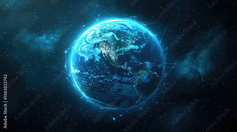 Vibrant Earth in Cosmic Space Visualization Vibrant Earth in Cosmic Space Visualization