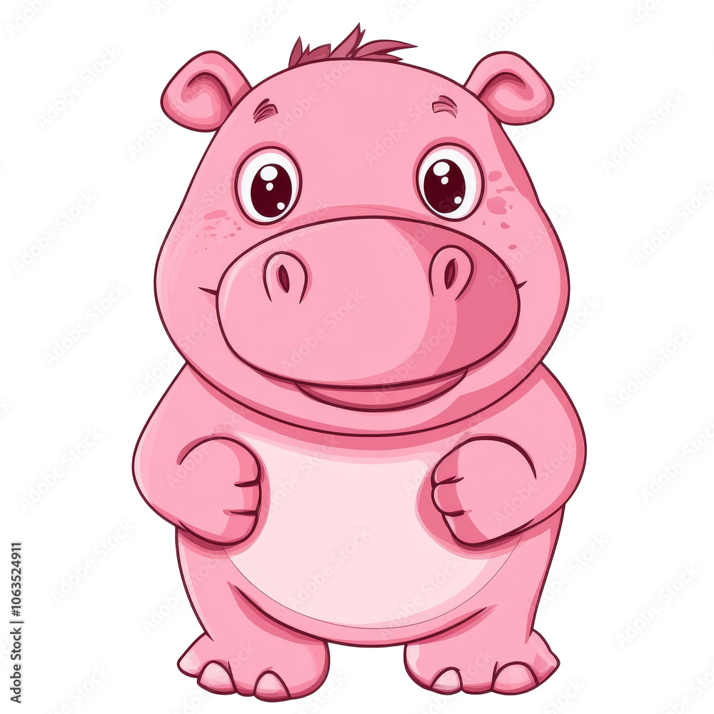 Cute cartoon hippo smiling happily for kids, cut out transparent Cute cartoon hippo smiling happily for kids, cut out transparent