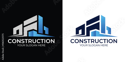Building construction logo design, Real Estate logo, Real estate with modern concept home building logo design inspiration