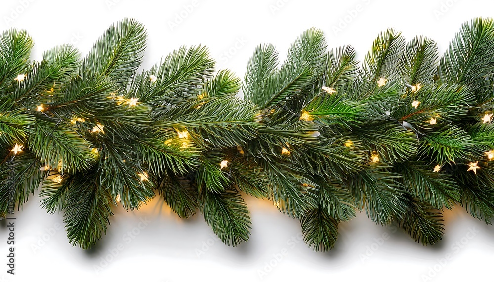 Vibrant green coniferous branches with glowing lights perfect for festive Christmas decorations in wintertime. Generative AI Vibrant green coniferous branches with glowing lights perfect for festive Christmas decorations in wintertime. Generative AI