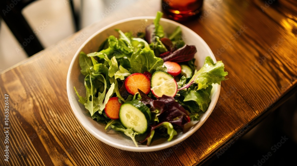 A vibrant organic salad on a sleek, minimalist wooden table, A vibrant organic salad on a sleek, minimalist wooden table,