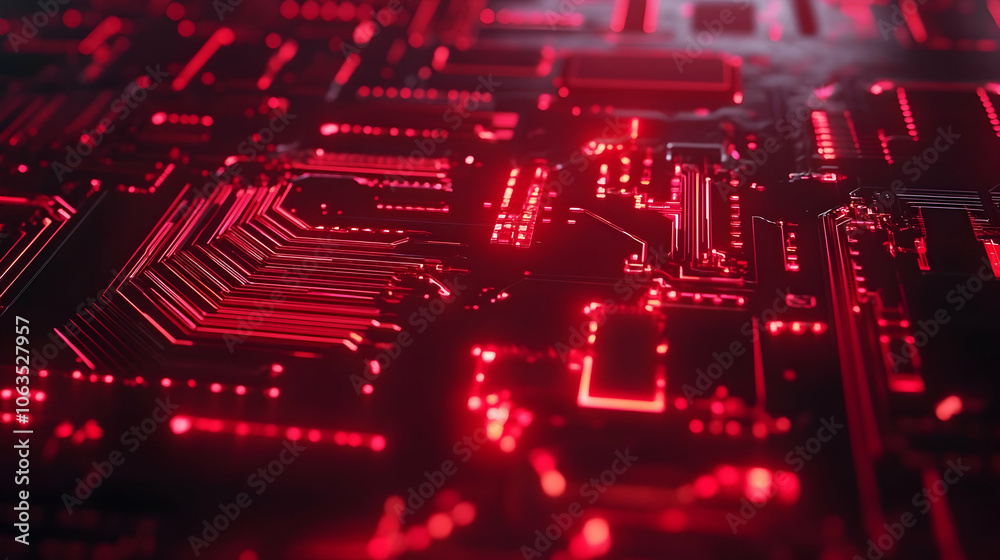 Dynamic tech-themed background with red circuit design. 4k high quality image Dynamic tech-themed background with red circuit design. 4k high quality image