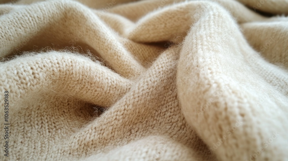 Soft Beige Knit Fabric Close-Up for Textiles Soft Beige Knit Fabric Close-Up for Textiles