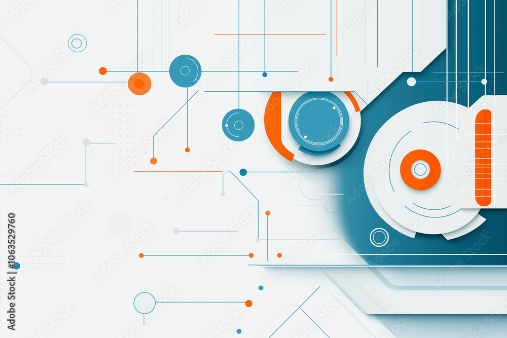 Abstract futuristic technology circuit design geometric shapes blue orange digital background innovation tech interface graphic modern Abstract futuristic technology circuit design geometric shapes blue orange digital background innovation tech interface graphic modern