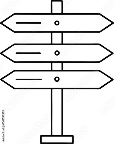 Hand drawn signboard Wooden direction sign sketch style