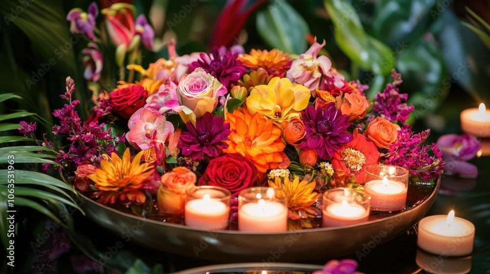 custom made wallpaper toronto digitalVibrant Floral Arrangement with Candles