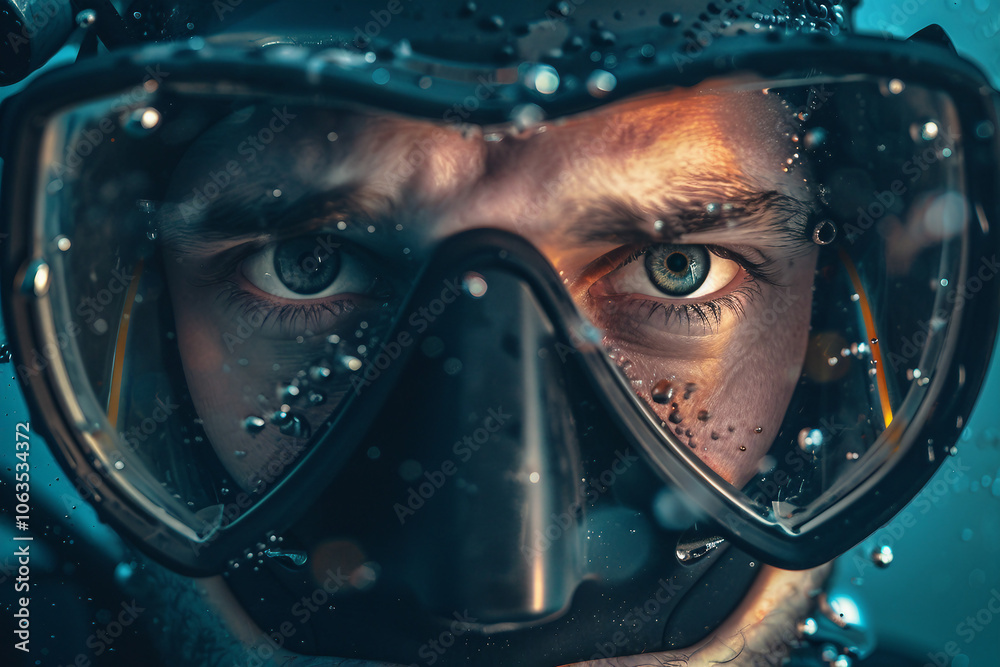 Professional diver exploring underwater life world flora fauna, Generative AI Professional diver exploring underwater life world flora fauna, Generative AI